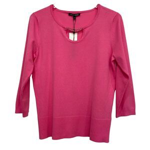 NWT Cable & Gauge Azalea Pink Bead Detail Sweater Knit Top Women's Size L